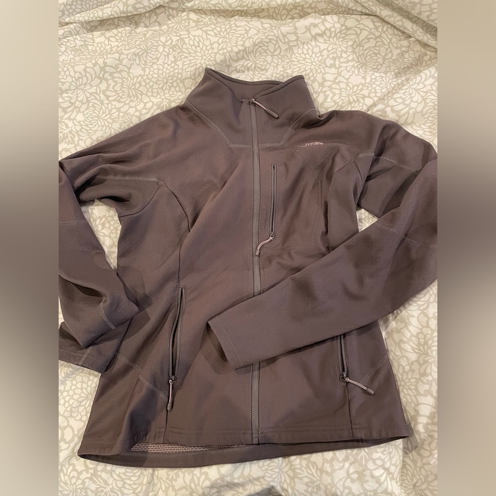 The North Face full zip lavender gray base layer size M
